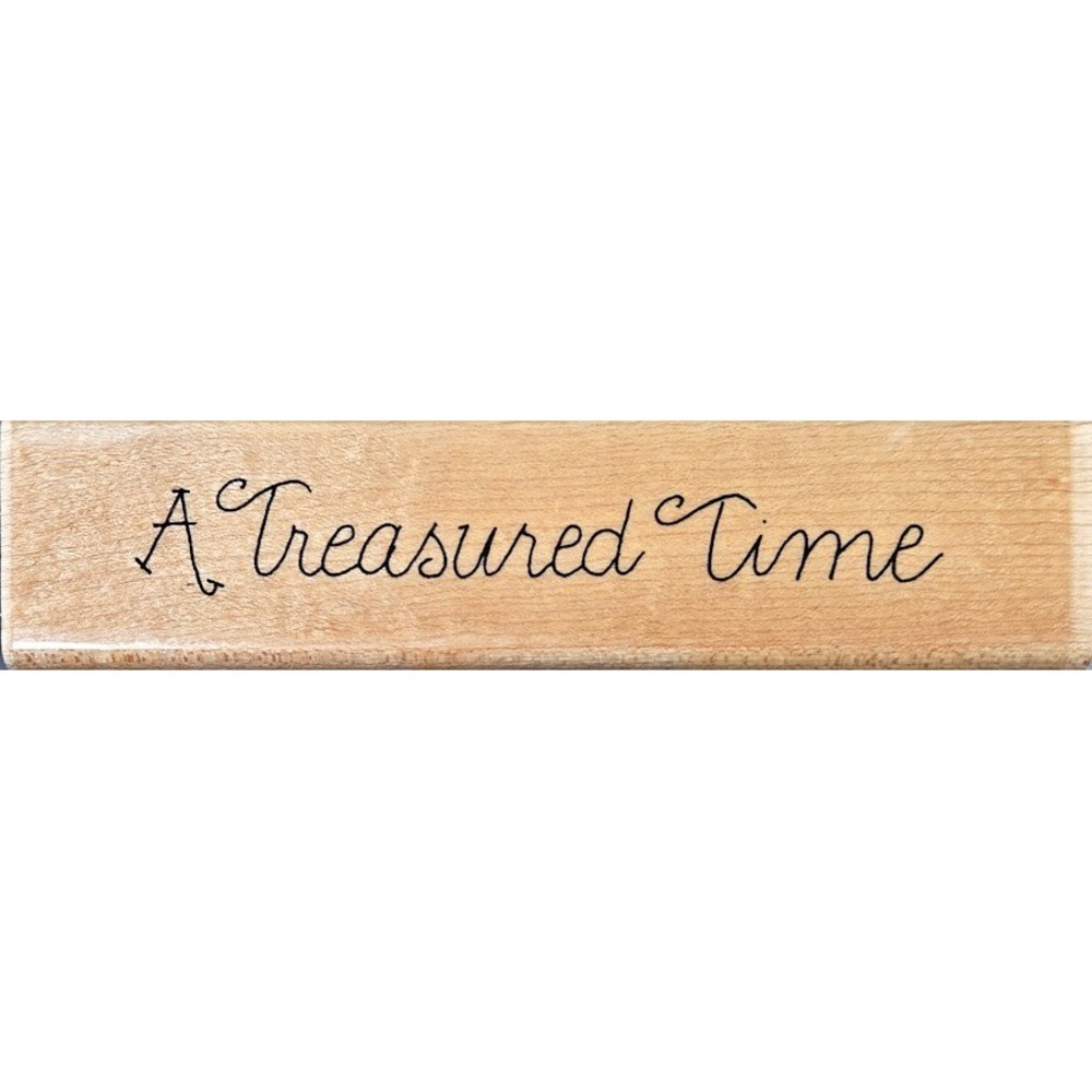 CTMH A Treasured Time Script Rubber Stamp Wood #R110 - Picture 5 of 5